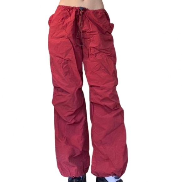 Vintage express maroon burgundy cargo Velcro pants size medium waist 28 in - Picture 15 of 15